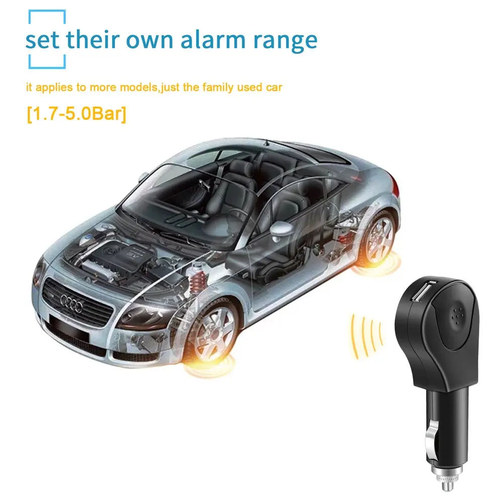 Беспроводная система контроля давления в шинах Plug & Play с подключаемым автомобильным зарядным устройством, 4 внешних датчика, без ЖК-экрана
Беспроводная система контроля давления в шинах Plug & Play с подключаемым автомобильным зарядным устройством, 4 внешних датчика, без ЖК-экрана
