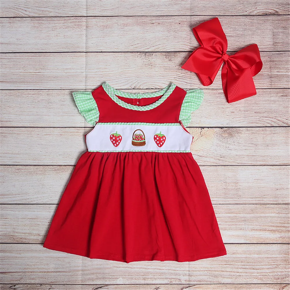 2021 Summer New Fashion Casual Skirt Red Strawberry Embroidered Small Flying Sleeve Girl Boutique Red Dress
2021 Summer New Fashion Casual Skirt Red Strawberry Embroidered Small Flying Sleeve Girl Boutique Red Dress