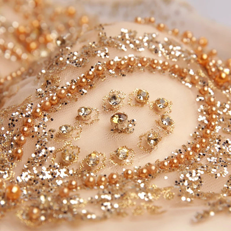 Gold Luxury Evening Dress Illusion O-Neck Crystal Pearls Tulle A-Line Sequined Three Quarter Elegant Women Formal Dresses TS312
Gold Luxury Evening Dress Illusion O-Neck Crystal Pearls Tulle A-Line Sequined Three Quarter Elegant Women Formal Dresses TS312