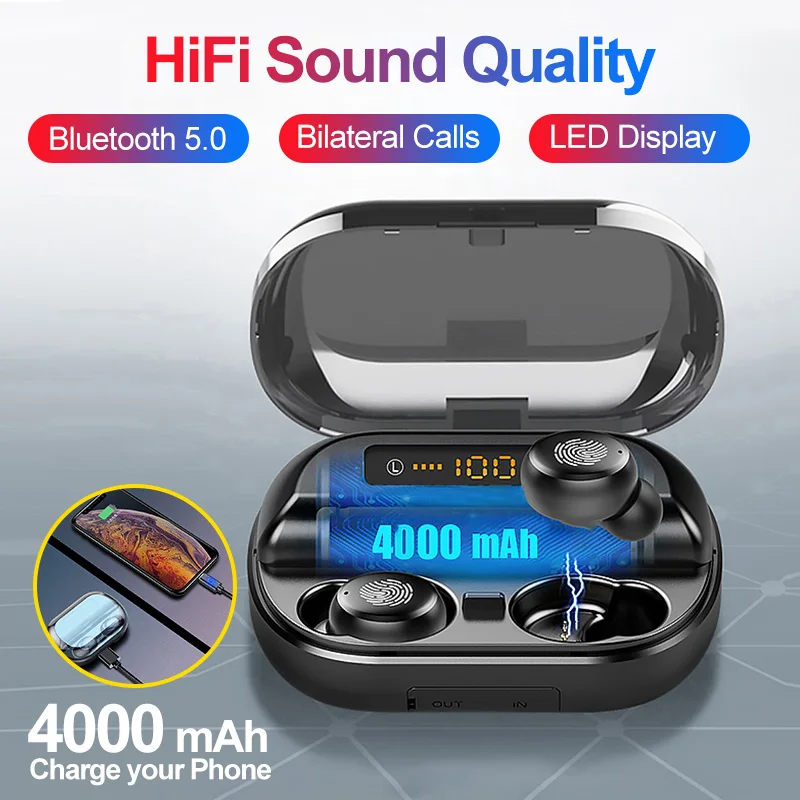 Беспроводные наушники TWS Bluetooth 5.0, 4000 мА ч, водонепроницаемая Спортивная гарнитура, Hifi стерео звук светодиодный беспроводные наушники, наушн...
Беспроводные наушники TWS Bluetooth 5.0, 4000 мА ч, водонепроницаемая Спортивная гарнитура, Hifi стерео звук светодиодный беспроводные наушники, наушн...