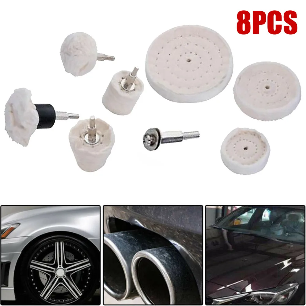 8pc Metal Cleaning Polishing Buffing Cloth Pad Mop Wheel For Drill Cloth Wheels