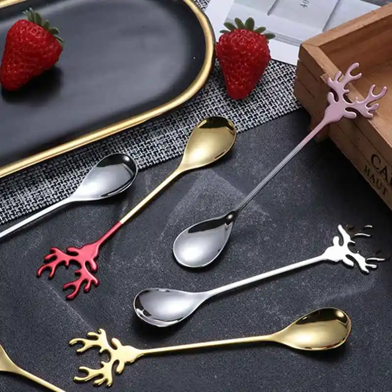 Tableware Stainless Steel Christmas Deer Head Stirring Spoon Christmas Spoons Tea Scoop Coffee Scoops Xmas Antlers
Tableware Stainless Steel Christmas Deer Head Stirring Spoon Christmas Spoons Tea Scoop Coffee Scoops Xmas Antlers