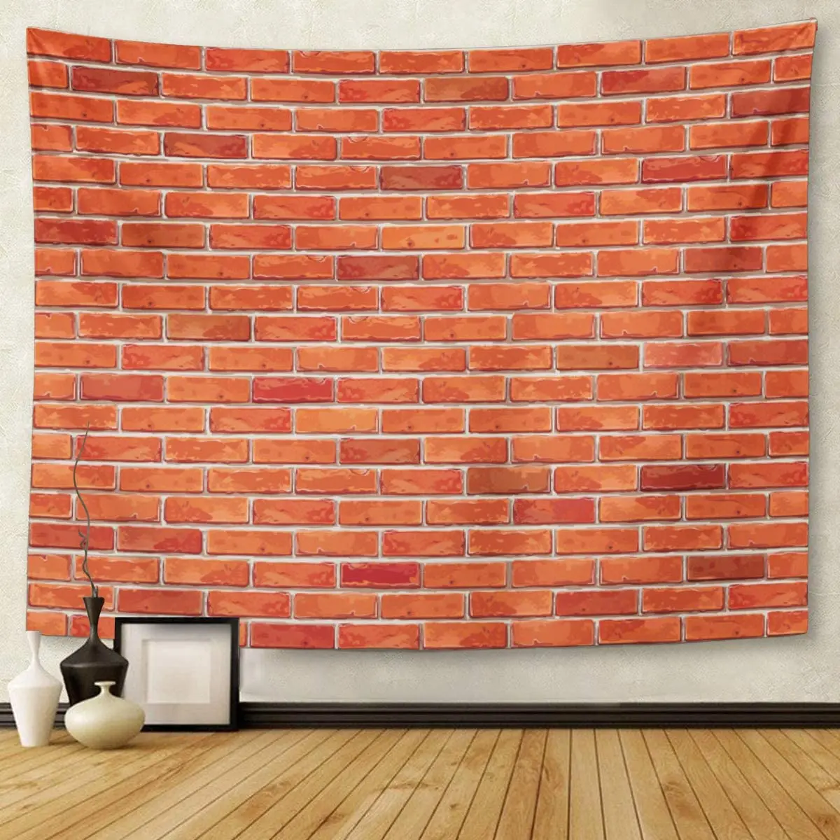

Brown Brickwall Red Brick Wall Pattern for Continuous Replicate Stone Block Tapestry Wall Hanging for Living Room Bedroom Dorm