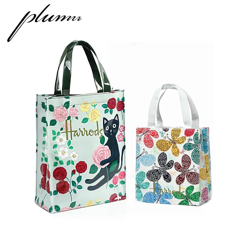 

Plumn London Style PVC Reusable Shopping Bag Women's Bag Eco Friendly Flower Shopper Bag Waterproof Tote Shoulder Bag