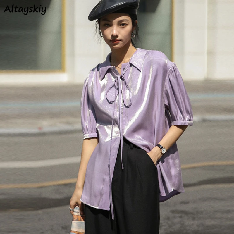Women Short Sleeve Shirts Turn-down Collar Folds Fashionable Japan Style Shinning Harajuku Temperament Retro Aesthetic Teens New
Women Short Sleeve Shirts Turn-down Collar Folds Fashionable Japan Style Shinning Harajuku Temperament Retro Aesthetic Teens New