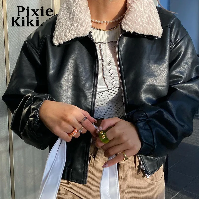 PixieKiki Black PU Faux Leather Jackets for Women 2021 Winter Fashion Cropped Zip Up Cardigan Coat with Fur Collar P67-DI40 
PixieKiki Black PU Faux Leather Jackets for Women 2021 Winter Fashion Cropped Zip Up Cardigan Coat with Fur Collar P67-DI40