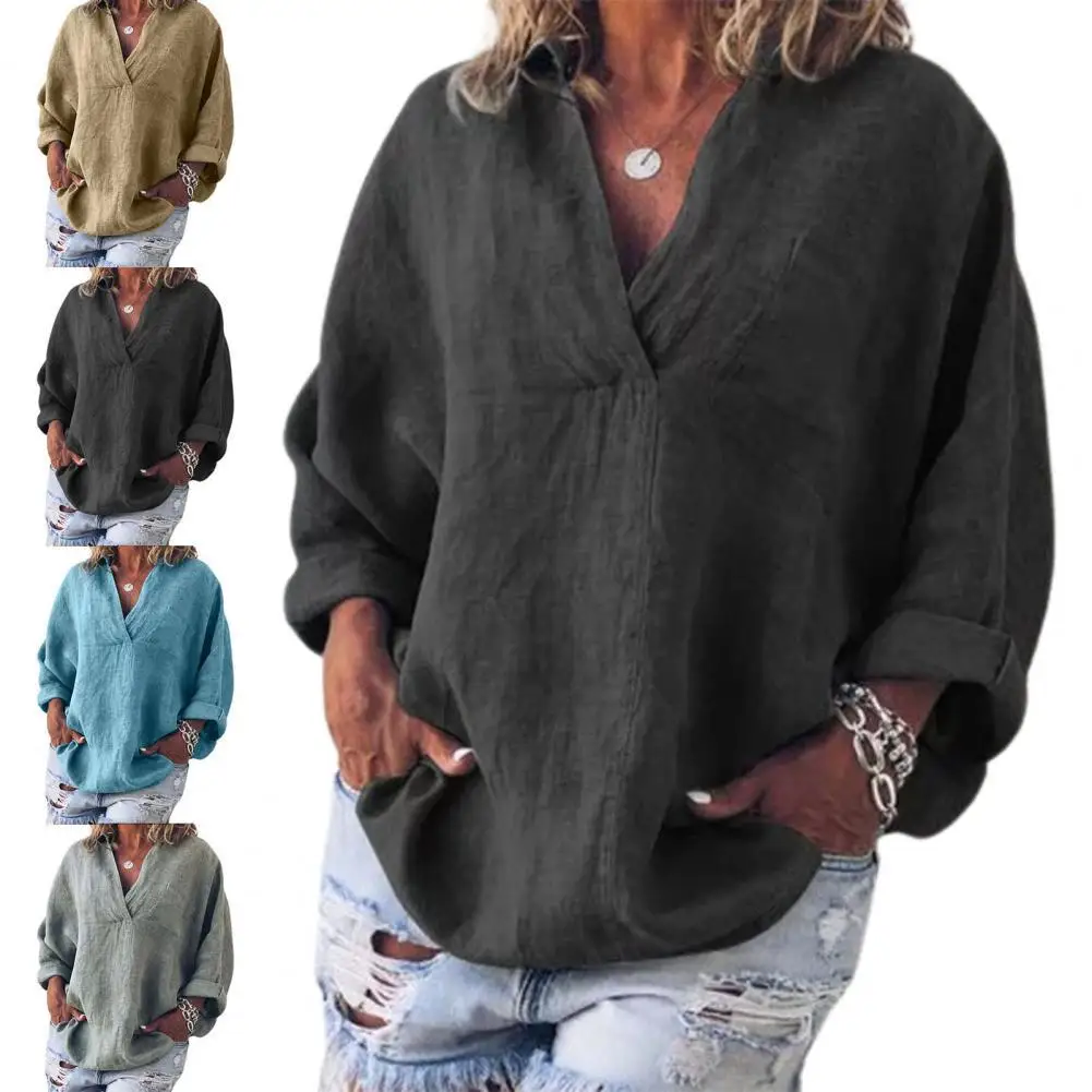 Пуловер с V-образным вырезом, женская рубашка, приятная для кожи, с длинным рукавом, однотонная Свободная блузка, женская одежда
Пуловер с V-образным вырезом, женская рубашка, приятная для кожи, с длинным рукавом, однотонная Свободная блузка, женская одежда