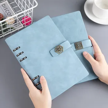 Magnetic Buckle Hard Cover A5 Leather Notebook Notepad Ring Binder Planner Agenda 2023 Business Office Work Note Book Stationery