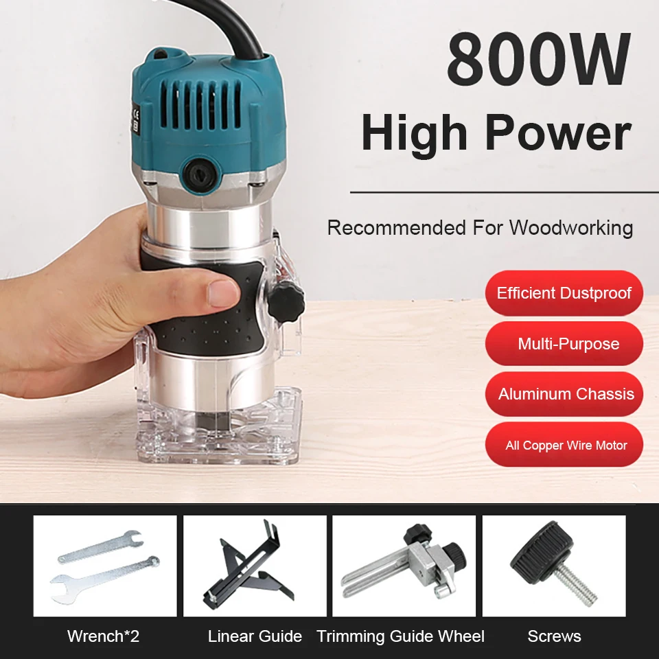 

EU UK US Plug 800W Woodworking Electric Trimmer Wood Milling Engraving Slotting Trimming Machine Carving Machine Router Wood