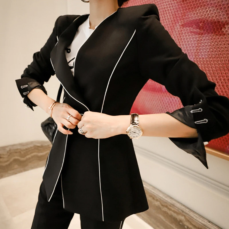spring autumn comfortable high quality pant suits temperamental blazer and long pants work style office cute pant suits 
spring autumn comfortable high quality pant suits temperamental blazer and long pants work style office cute pant suits