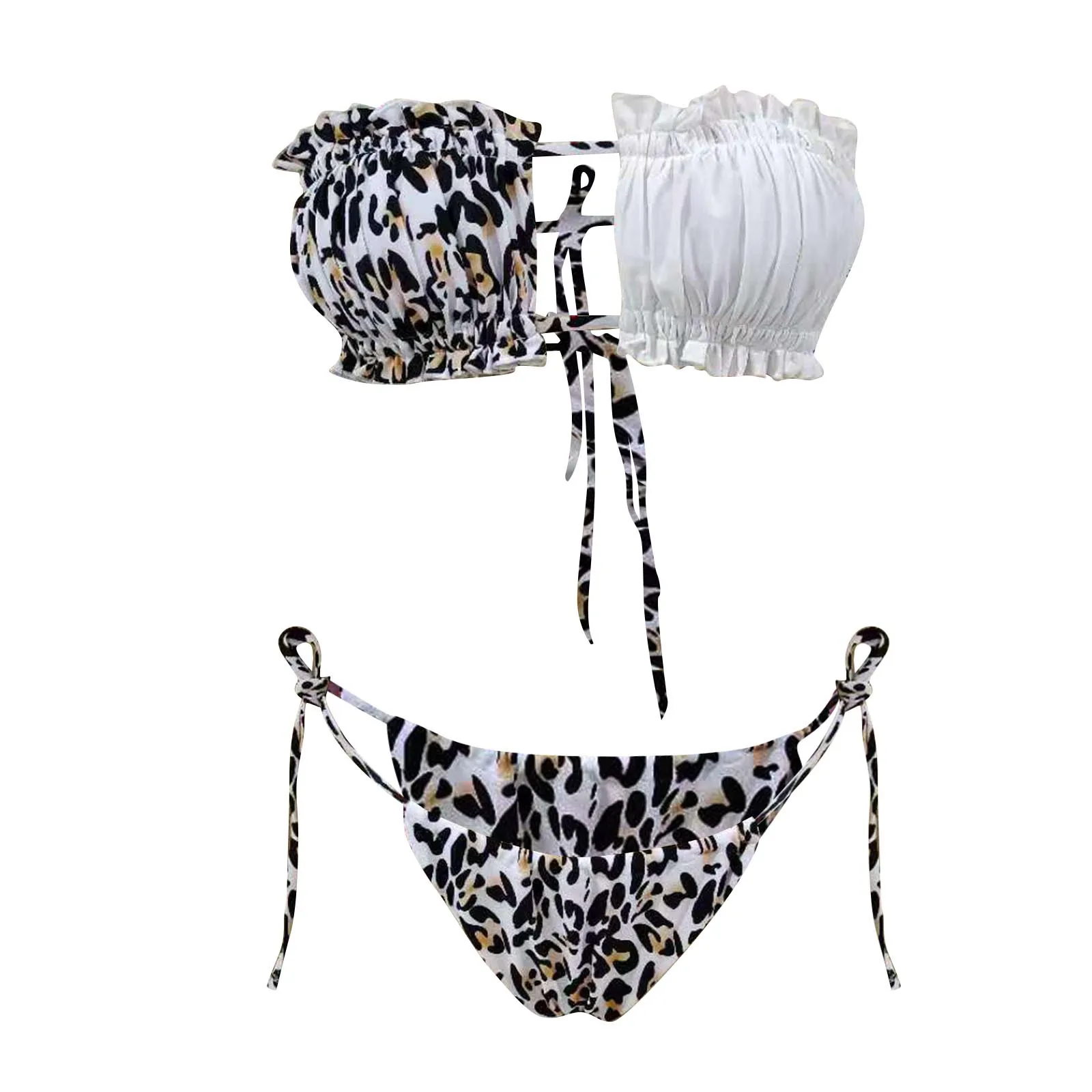 Ladies Swimwear Leopard Print Stitching Print Drawstring Two-piece Swimwear Bikini Swimming Beachwear Ropa De Mujer 2020 
Ladies Swimwear Leopard Print Stitching Print Drawstring Two-piece Swimwear Bikini Swimming Beachwear Ropa De Mujer 2020