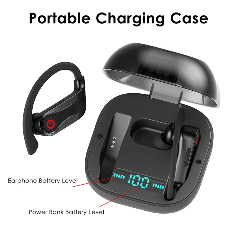 TWS Bluetooth Earphone with Dual Microphones Ear Hook Wireless Headphone Bluetooth 5.0 With 950mAh Charging Case For Phone
TWS Bluetooth Earphone with Dual Microphones Ear Hook Wireless Headphone Bluetooth 5.0 With 950mAh Charging Case For Phone