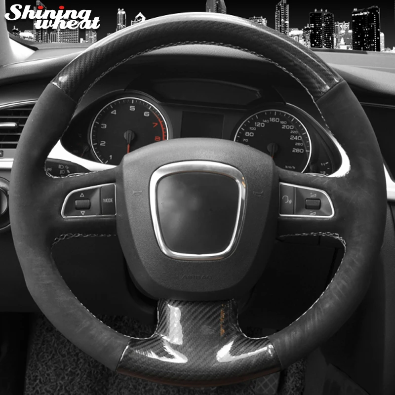 Black Suede Black PU Carbon Fiber Steering Wheel Cover for Audi A3 (8P) 2008-2013 A4 (B8) 2008-2010 A5 2008-2010 A6 (C6) 07-11
Black Suede Black PU Carbon Fiber Steering Wheel Cover for Audi A3 (8P) 2008-2013 A4 (B8) 2008-2010 A5 2008-2010 A6 (C6) 07-11