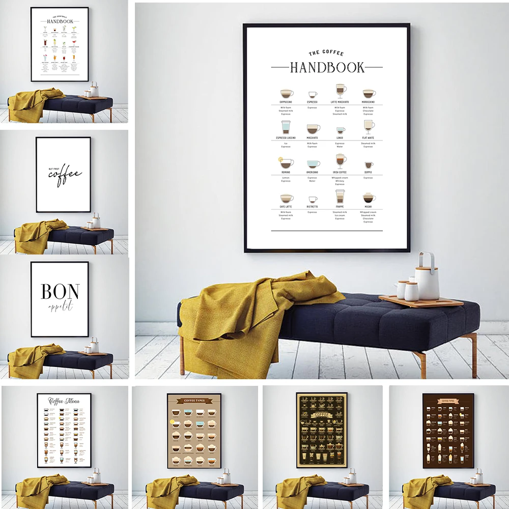 Coffee Guide Poster Canvas Prints Coffee Lover Gift Kitchen Wall Decor , Coffee Handbook Art Painting Cafe Shop Wall Art Picture 
Coffee Guide Poster Canvas Prints Coffee Lover Gift Kitchen Wall Decor , Coffee Handbook Art Painting Cafe Shop Wall Art Picture