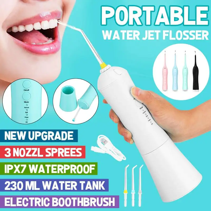 230ml 3 Modes Cordless Oral Irrigator Portable Water Dental Flosser USB Rechargeable Water Jet Floss Tooth Pick 3 Jet Tips
230ml 3 Modes Cordless Oral Irrigator Portable Water Dental Flosser USB Rechargeable Water Jet Floss Tooth Pick 3 Jet Tips