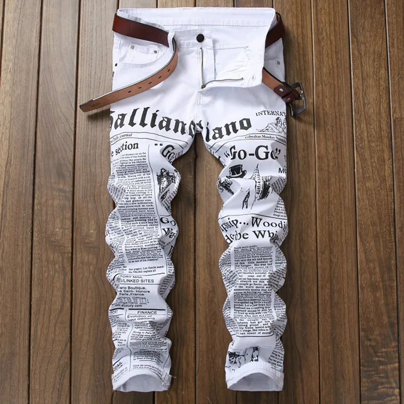 Mens Clothes Streetwear Personality Ripped Printed Skinny Hip Hop Punk Casual Motorcycle Stretch Denim Pant Trousers White Jeans
Mens Clothes Streetwear Personality Ripped Printed Skinny Hip Hop Punk Casual Motorcycle Stretch Denim Pant Trousers White Jeans