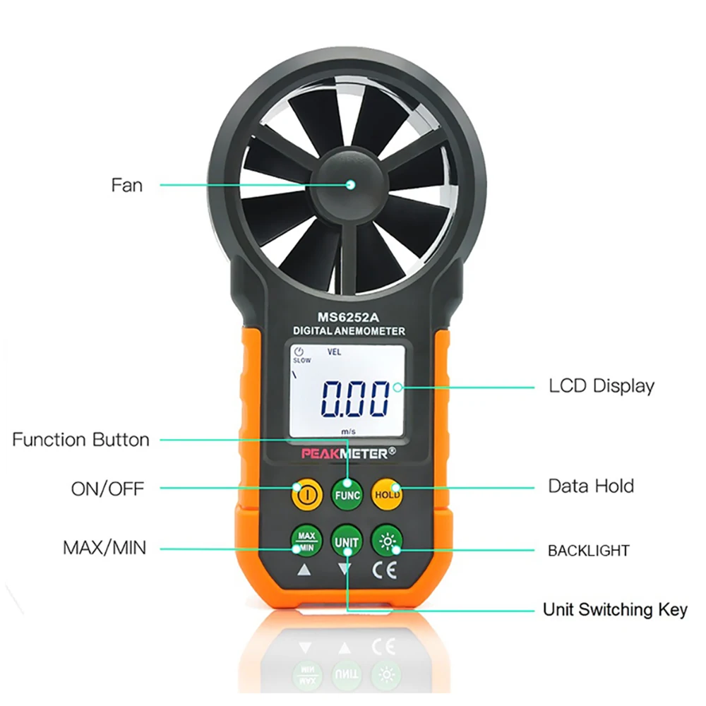 PEAKMETER PM6252A/B USB Digital Anemometer Temperature Humidity Wind Speed Air Volume Measuring Meter With LCD Backlight
PEAKMETER PM6252A/B USB Digital Anemometer Temperature Humidity Wind Speed Air Volume Measuring Meter With LCD Backlight