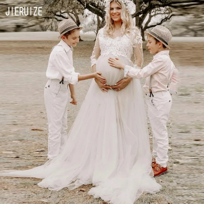 JIERUIZE Maternity Boho Wedding Dresses V Neck 3/4 Sleeves Lace Appliques Button pregnant women Bridal Gowns Vestido De Noiva
JIERUIZE Maternity Boho Wedding Dresses V Neck 3/4 Sleeves Lace Appliques Button pregnant women Bridal Gowns Vestido De Noiva