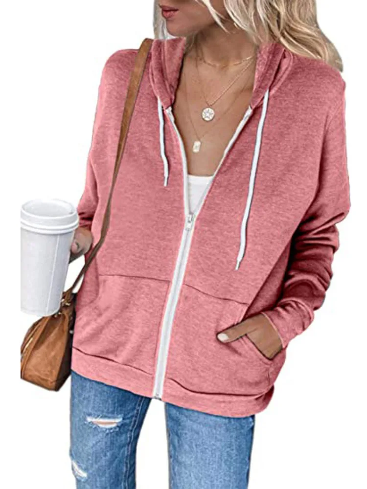Loose Casual Solid Color Long Sleeve Hooded Sweatshirt Women's Winter Thin Pocket Zipper Sweatshirt Jacket
Loose Casual Solid Color Long Sleeve Hooded Sweatshirt Women's Winter Thin Pocket Zipper Sweatshirt Jacket