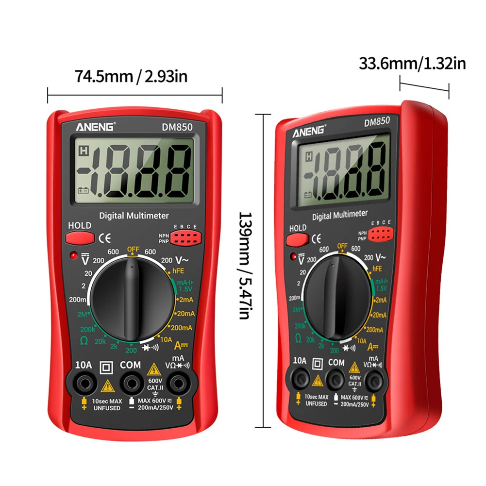 Portable Handheld Digital Multimeter AC DC Ammeter Volt Ohm Tester Meter Multimetro 2000 Counts LCD Resistance Frequency Meter
Portable Handheld Digital Multimeter AC DC Ammeter Volt Ohm Tester Meter Multimetro 2000 Counts LCD Resistance Frequency Meter