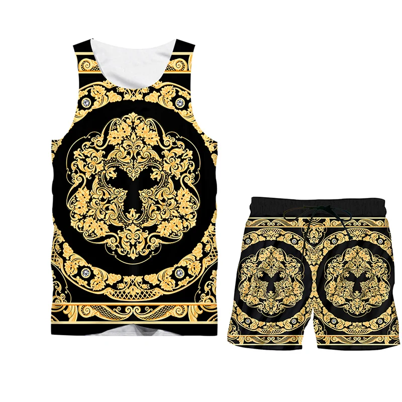 IFPD Baroque Court Style Tops And Shorts Men's Set 3d Printed Crown Golden Flower Luxury Tracksuit Women's 2-PCS Suits
IFPD Baroque Court Style Tops And Shorts Men's Set 3d Printed Crown Golden Flower Luxury Tracksuit Women's 2-PCS Suits