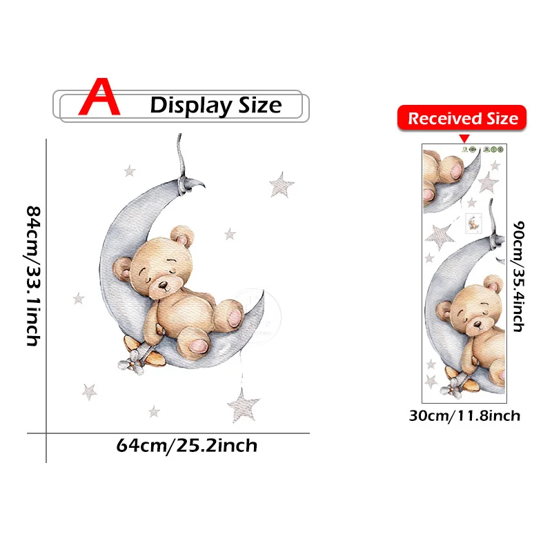 Cartoon Teddy Bear Sleeping on the Moon and Stars Wall Stickers for Kids Room Baby Room Decoration Wall Decals Room Interior
Cartoon Teddy Bear Sleeping on the Moon and Stars Wall Stickers for Kids Room Baby Room Decoration Wall Decals Room Interior