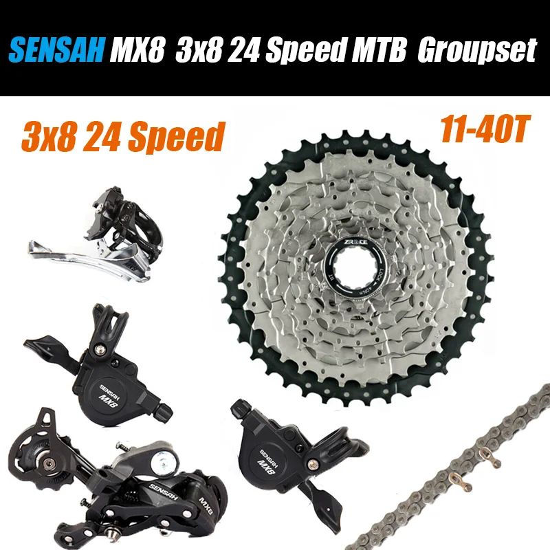 SENSAH MX8 MTB велосипед 3x8 24 скорости 11-40T кассета переключатели свободного колеса комплект групповой набор
SENSAH MX8 MTB велосипед 3x8 24 скорости 11-40T кассета переключатели свободного колеса комплект групповой набор