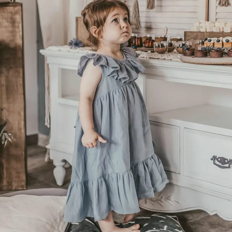 Baby Girls Dress Summer Solid Color Cotton Linen Ruffles A-Line Princess Long Dresses Children Casual Beach Kids Clothes Skirt
Baby Girls Dress Summer Solid Color Cotton Linen Ruffles A-Line Princess Long Dresses Children Casual Beach Kids Clothes Skirt