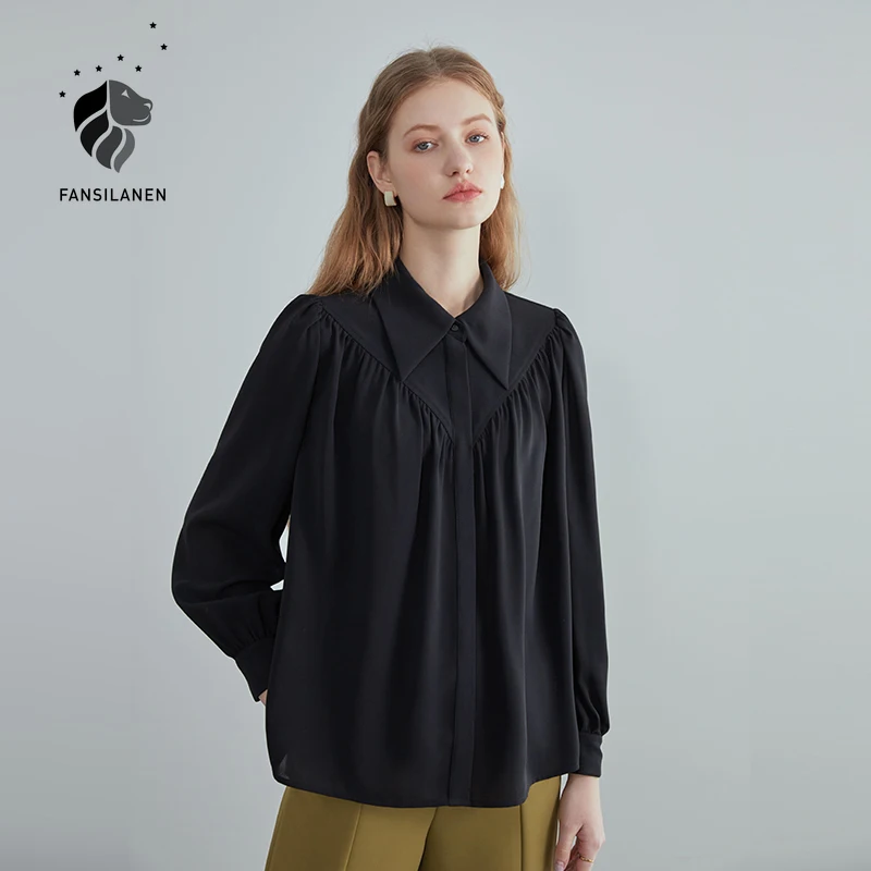 FANSILANEN Chiffon Polo Collar Shirt Women's New Spring 2021 French Retro Black Yellow Top Office Women Shirt Dropshipping
FANSILANEN Chiffon Polo Collar Shirt Women's New Spring 2021 French Retro Black Yellow Top Office Women Shirt Dropshipping