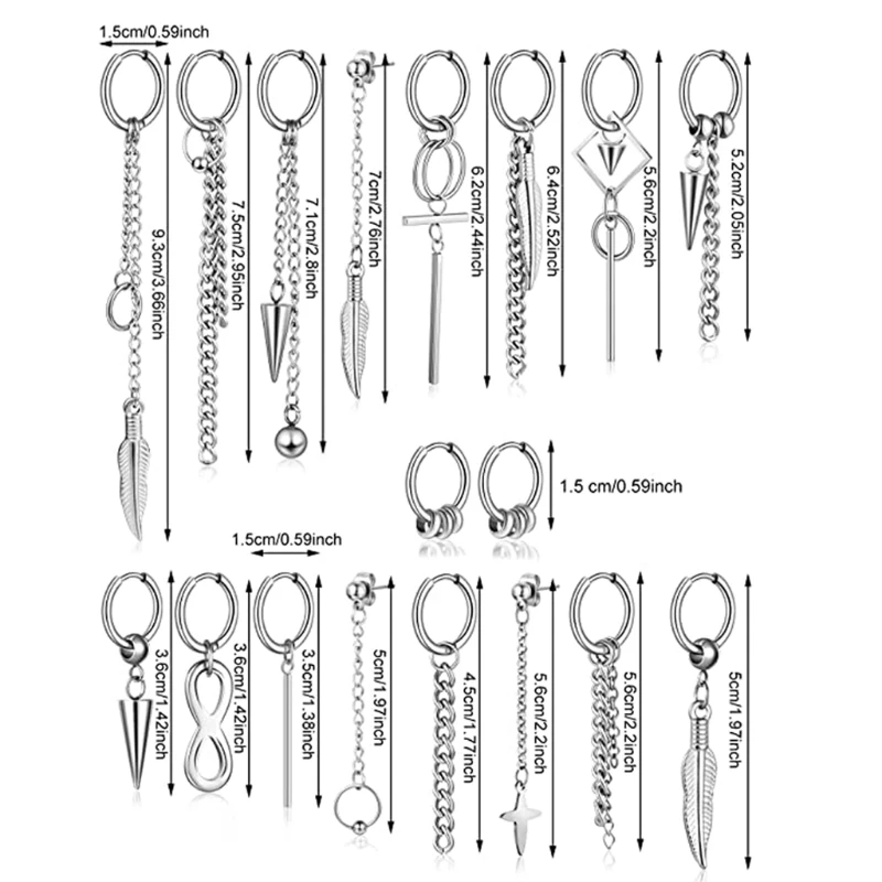 20 Pieces Cool Stainless Steel Huggie Hinged Hoop Earrings Kpop Hoop Dangle Earrings for Women Men Fashion Jewelry
20 Pieces Cool Stainless Steel Huggie Hinged Hoop Earrings Kpop Hoop Dangle Earrings for Women Men Fashion Jewelry