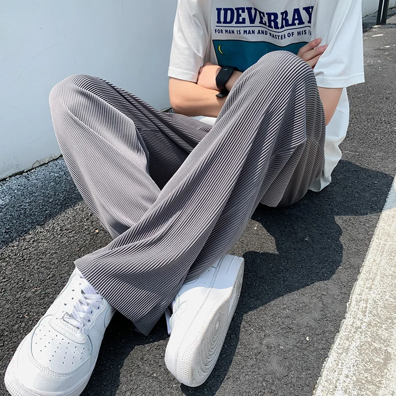 Spring and summer thin casual pants men's pleated trend high-grade vertical loose straight wide leg pants
Spring and summer thin casual pants men's pleated trend high-grade vertical loose straight wide leg pants