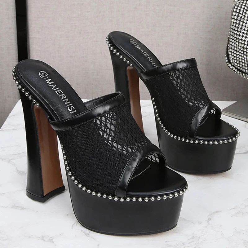 Women's Peep Toe Net yarn thick Sandals Party Dress Summer Fashion High Heels Pumps Slippers For Woman
Women's Peep Toe Net yarn thick Sandals Party Dress Summer Fashion High Heels Pumps Slippers For Woman