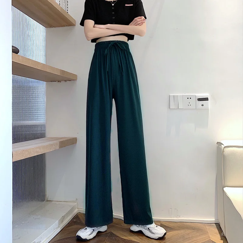 Wide-Leg Pants Women's High Waist Drape Pants Green Loose Silk Straight-Leg Trousers Rac
Wide-Leg Pants Women's High Waist Drape Pants Green Loose Silk Straight-Leg Trousers Rac
