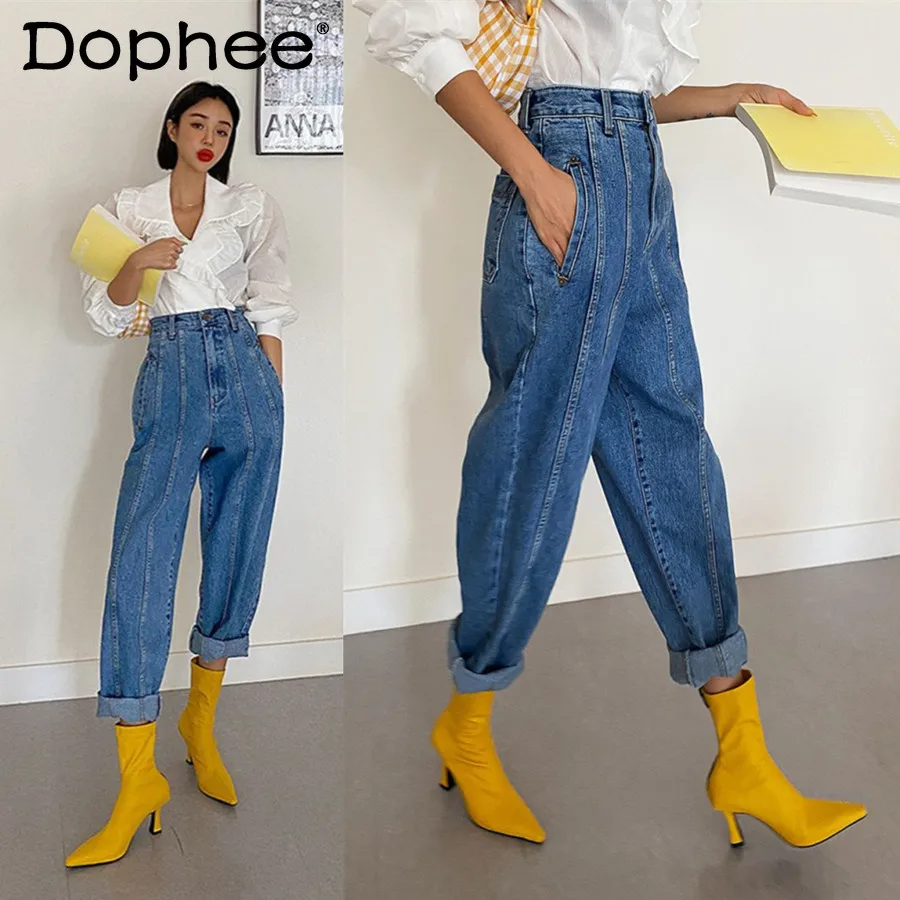 Korean Style Fashion Stitching Line Jeans Pants Retro Straight Denim Pants High Waist All-Match Wide Leg Jean Trousers for Women
Korean Style Fashion Stitching Line Jeans Pants Retro Straight Denim Pants High Waist All-Match Wide Leg Jean Trousers for Women