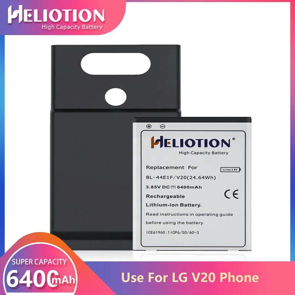 Аккумулятор Heliotion для телефона LG V20 6400 мАч, расширенный аккумулятор с серебристой задней крышкой, чехол bl44e1f Bateria H990 H915 US996
Аккумулятор Heliotion для телефона LG V20 6400 мАч, расширенный аккумулятор с серебристой задней крышкой, чехол bl44e1f Bateria H990 H915 US996