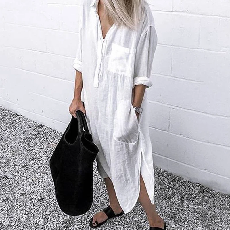 2021 Lady Elegant Long Shirt Dress Fashion Spring/Autumn Long Sleeve Casual Simple Pure Color S-4XL Women Dress
2021 Lady Elegant Long Shirt Dress Fashion Spring/Autumn Long Sleeve Casual Simple Pure Color S-4XL Women Dress