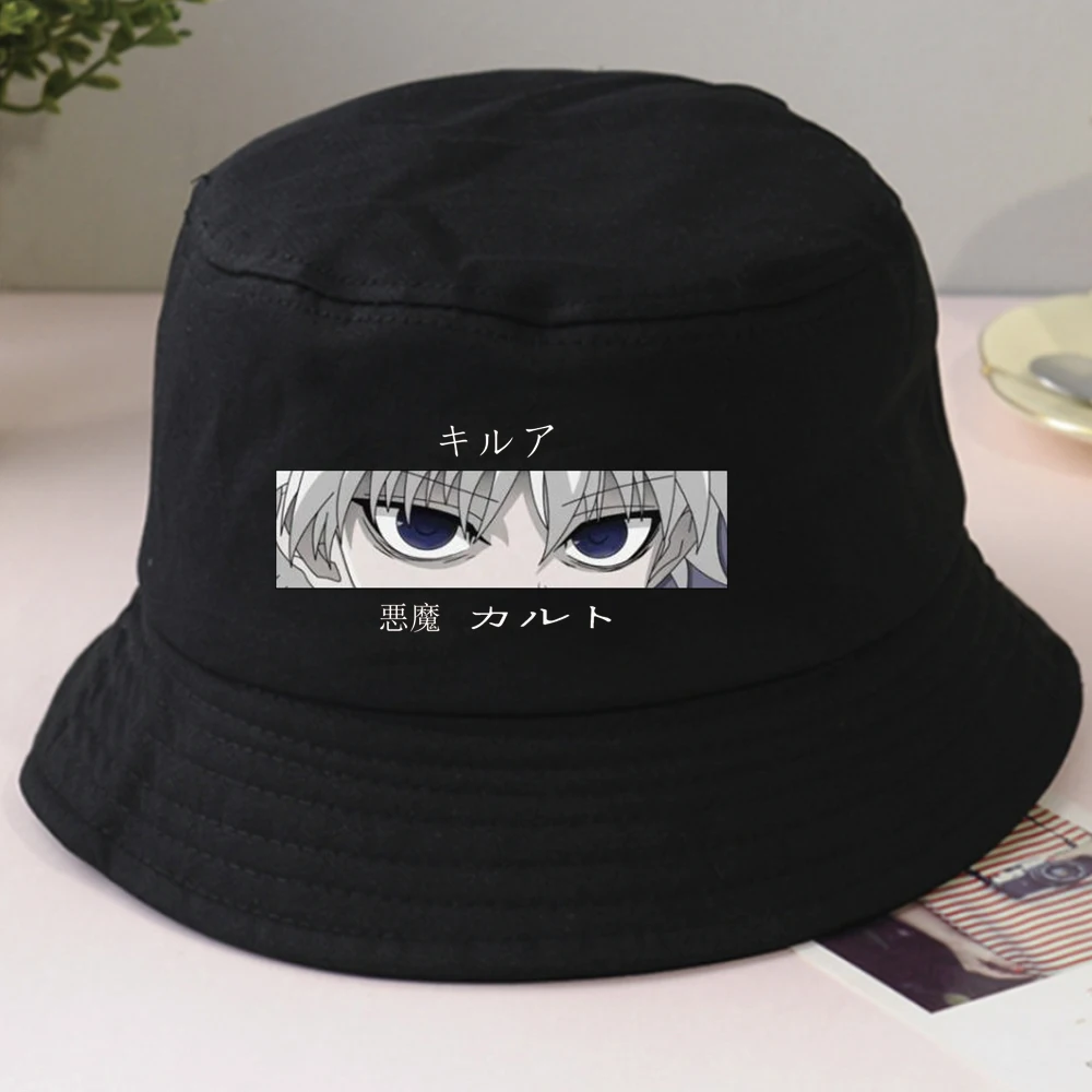 Women Hat Hunter X Hunter Bucket Cap Killua Zoldyck Devil Eye Print Anime Streetwear Fisherman Hat
Women Hat Hunter X Hunter Bucket Cap Killua Zoldyck Devil Eye Print Anime Streetwear Fisherman Hat