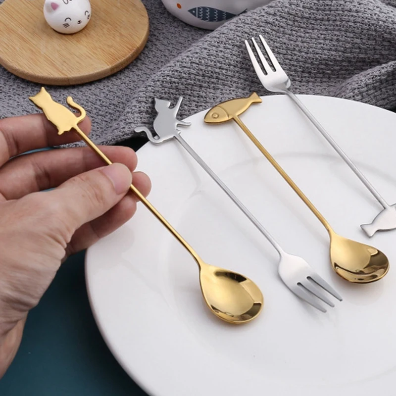 Japanese Stainless Steel Cat Fish Coffee Spoon Stirring Spoon Dessert Milk Tea Fruit Spoon Fork Household Kitchen Accessories
Japanese Stainless Steel Cat Fish Coffee Spoon Stirring Spoon Dessert Milk Tea Fruit Spoon Fork Household Kitchen Accessories