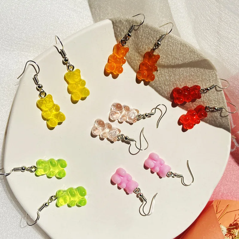 Funny Transparent Candy Color Bear Earrings Creative Retro Simple Bear Earrings for Girls Teenager Gift
Funny Transparent Candy Color Bear Earrings Creative Retro Simple Bear Earrings for Girls Teenager Gift