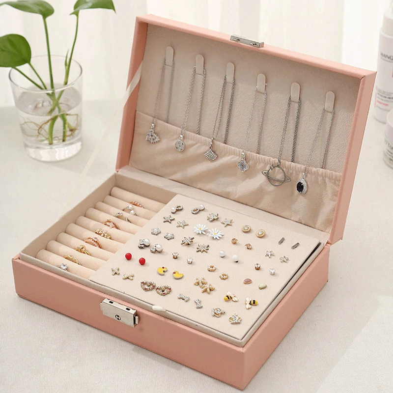 New Product Lockable Microfiber Leather Jewelry Box Earring Necklace Ring Large Capacity Jewelry Storage Box Jewelry Display Box
New Product Lockable Microfiber Leather Jewelry Box Earring Necklace Ring Large Capacity Jewelry Storage Box Jewelry Display Box