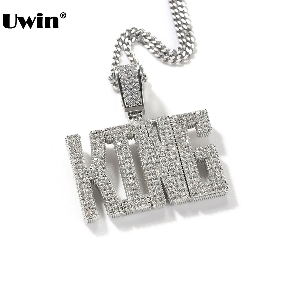 

UWIN Custom Regular Script Font Name Necklaces Iced Out Cubic Zirconia Letters Pendant Fashion Hip Hop Jewelry for Gift