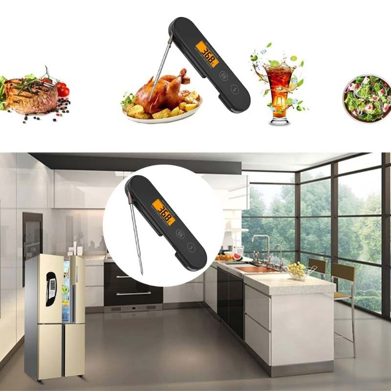 Instant Read Meat Thermometer Digital Cooking Food Thermometer with Foldable Probe & Backlight Applicable Kitchen
Instant Read Meat Thermometer Digital Cooking Food Thermometer with Foldable Probe & Backlight Applicable Kitchen