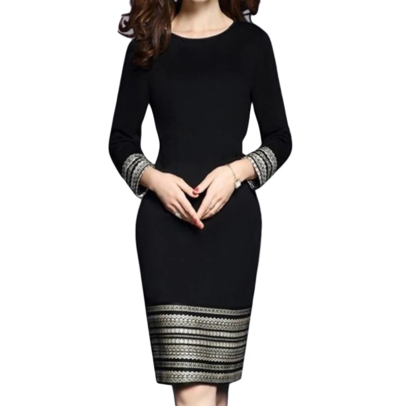 2020 Spring Autumn Women Half Sleeve Round Neck Splicing Printing Elastic Air Layer Slim Thin Black Gold Vintage Straight Dress
2020 Spring Autumn Women Half Sleeve Round Neck Splicing Printing Elastic Air Layer Slim Thin Black Gold Vintage Straight Dress