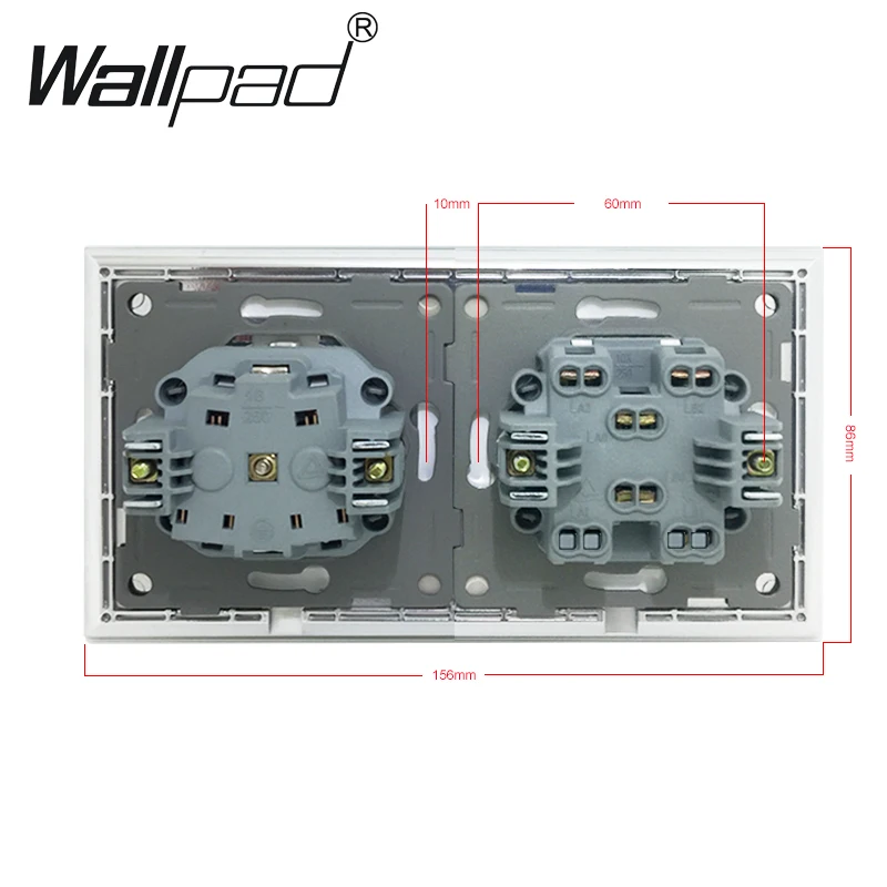 2 банды выключатель и розетка ЕС Wallpad 110V 240V AC металла Алюминий рамка 16A EU стены