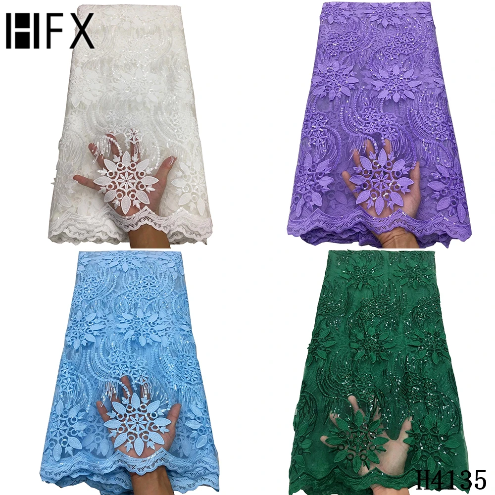 HFX Latest High Quality French Lace Fabric 2020 Nigerian Tulle Net Lace Fabric Sequin Embroidery Mesh Fabric For Wedding F4135
HFX Latest High Quality French Lace Fabric 2020 Nigerian Tulle Net Lace Fabric Sequin Embroidery Mesh Fabric For Wedding F4135