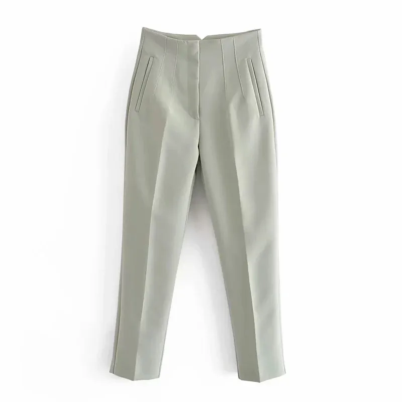 Trousers Office Straight Suit Pants Female Casual Pleated Zipper Summer Pants Woman 2021 Green Pants Women High Waisted 
Trousers Office Straight Suit Pants Female Casual Pleated Zipper Summer Pants Woman 2021 Green Pants Women High Waisted