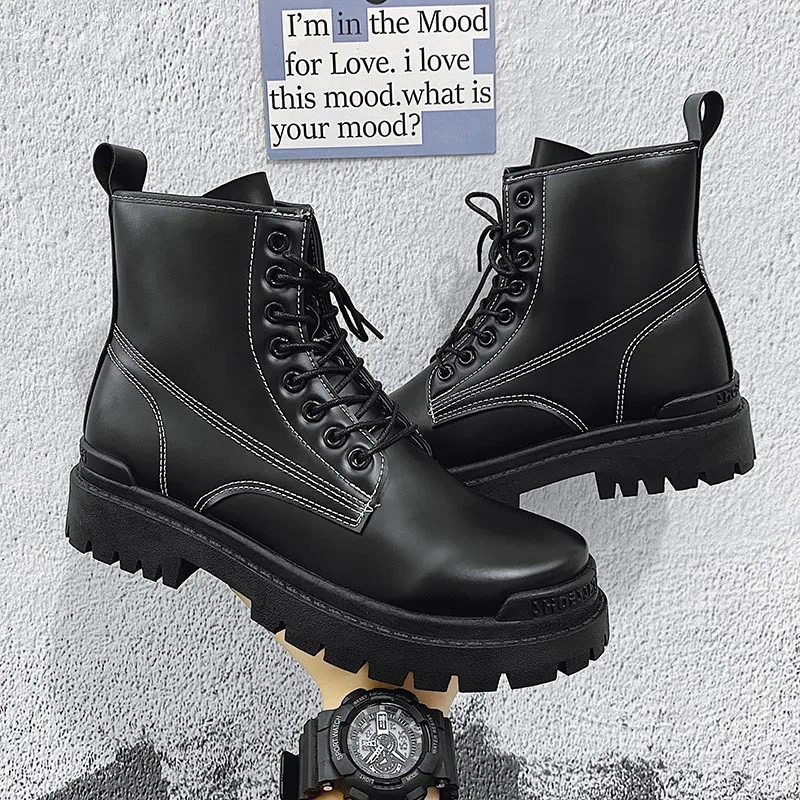 Men's Martin Boots High-top Winter Men's Black Mid-top British Style Round Head Motorcycle Boots Non-slip Tooling Boots Men
Men's Martin Boots High-top Winter Men's Black Mid-top British Style Round Head Motorcycle Boots Non-slip Tooling Boots Men