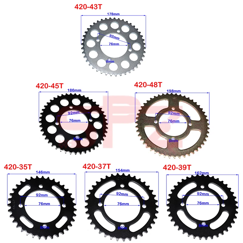 420 Chains 35T/37T/39T/41T/43T/45T/48T Motorcycle Chain Sprockets Rear Back Sprocket Cog For 110cc 125cc 140cc Dirt Pit Bike
420 Chains 35T/37T/39T/41T/43T/45T/48T Motorcycle Chain Sprockets Rear Back Sprocket Cog For 110cc 125cc 140cc Dirt Pit Bike
