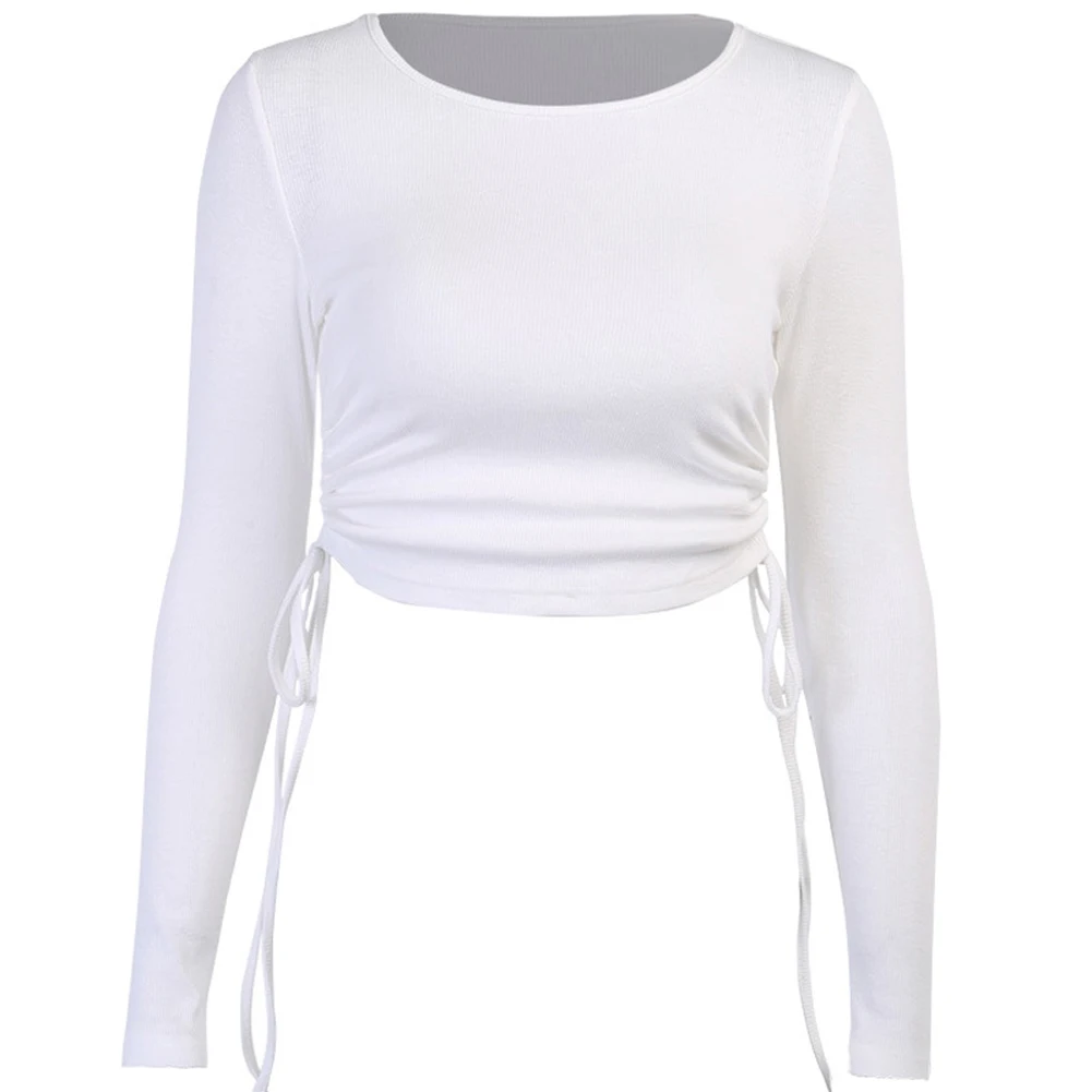 Women Long Sleeve Top Ruched Solid Color Top Fashion Round Neck Lace-up Tops for Women Ladies
Women Long Sleeve Top Ruched Solid Color Top Fashion Round Neck Lace-up Tops for Women Ladies