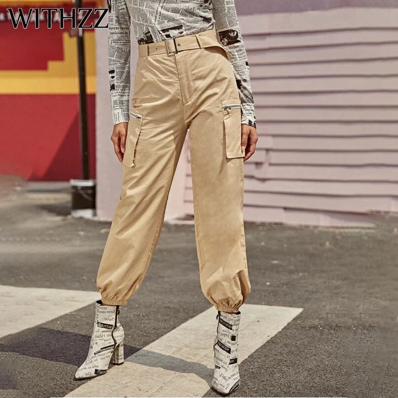 WITHZZ Spring Autumn Pocket Trousers Women's Loose Belt Casual Cargo Pants
WITHZZ Spring Autumn Pocket Trousers Women's Loose Belt Casual Cargo Pants